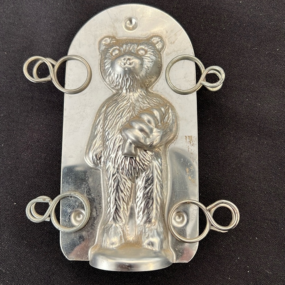 Vintage Teddy Bear Holding a Christmas Tree Metal Chocolate
Candy Mold